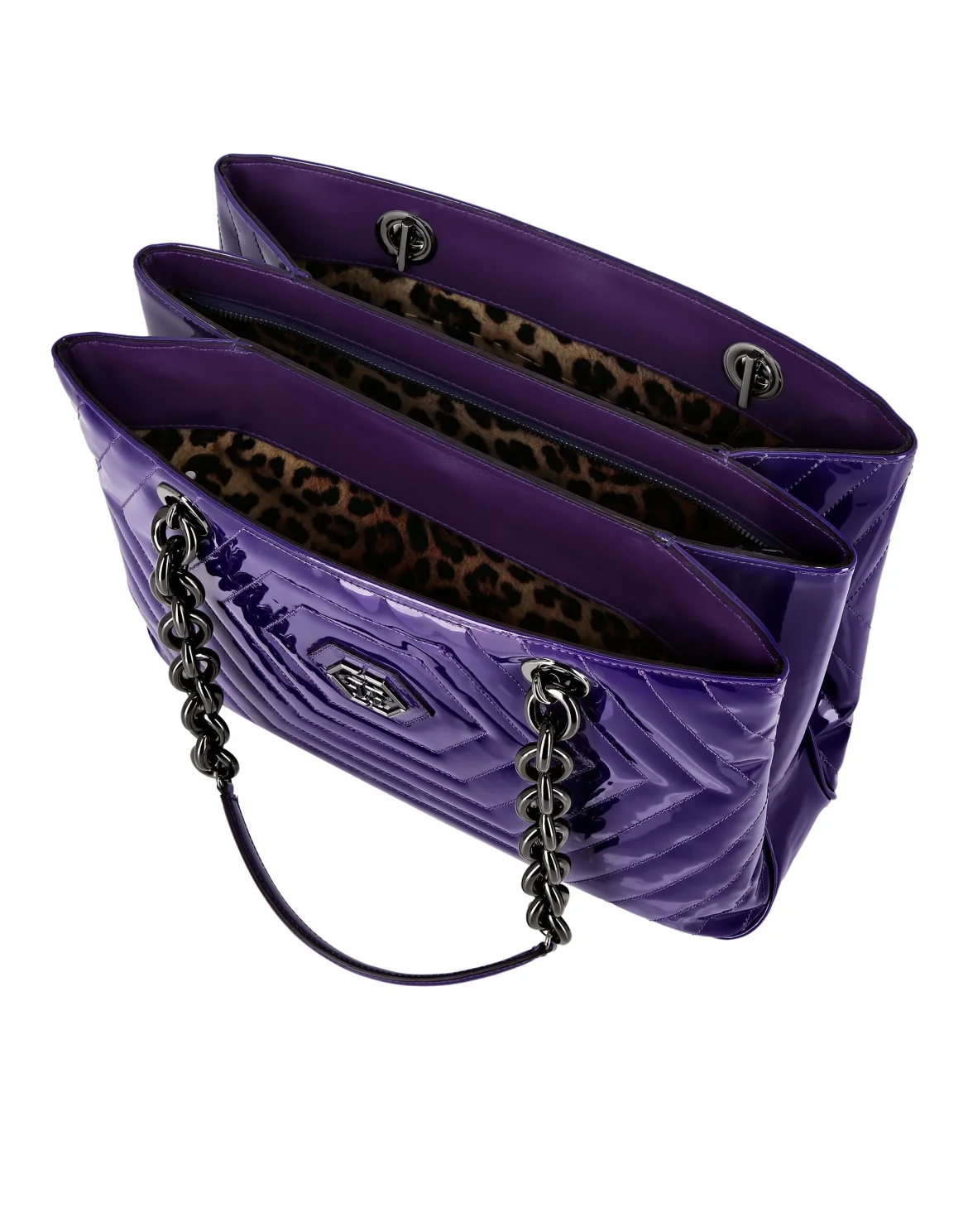 Patent Leather Shoulder Bag Hexagon, цвет: Фиолетовый