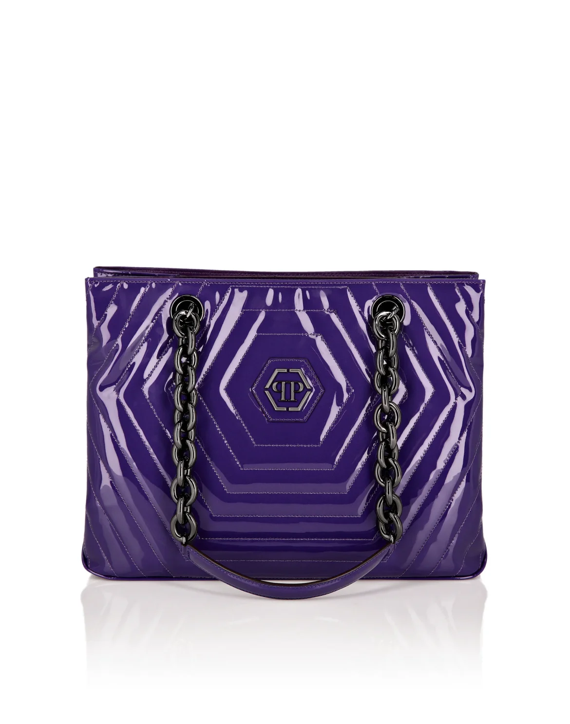 Patent Leather Shoulder Bag Hexagon, цвет: Фиолетовый