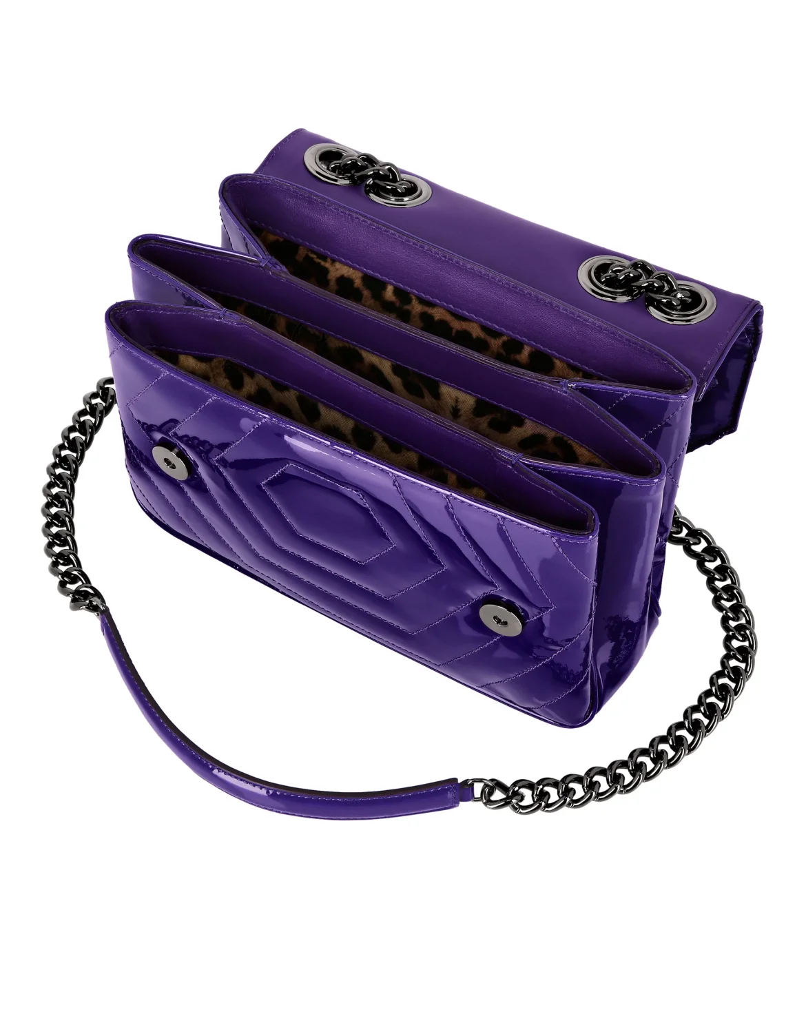 Patent Leather Shoulder Bag Hexagon, цвет: Фиолетовый