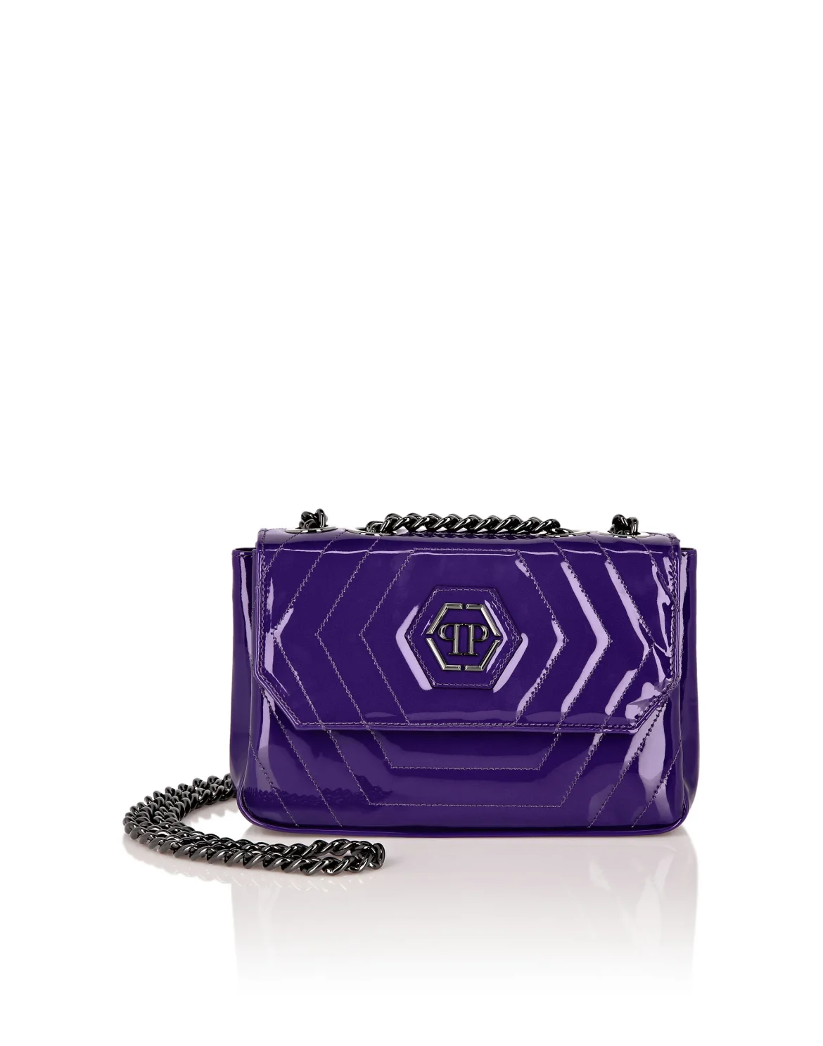 Patent Leather Shoulder Bag Hexagon, цвет: Фиолетовый