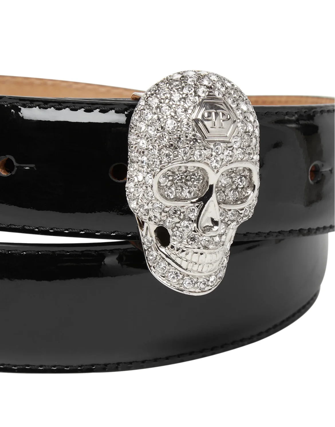 Leather Belt Crystal Skull, цвет: Черный