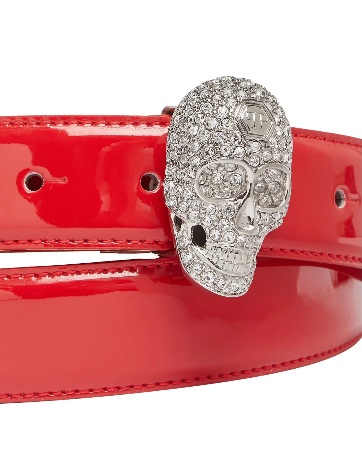 Leather Belt Crystal Skull, цвет: Красный