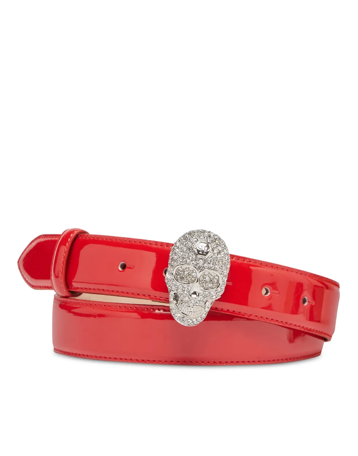 Leather Belt Crystal Skull, цвет: Красный