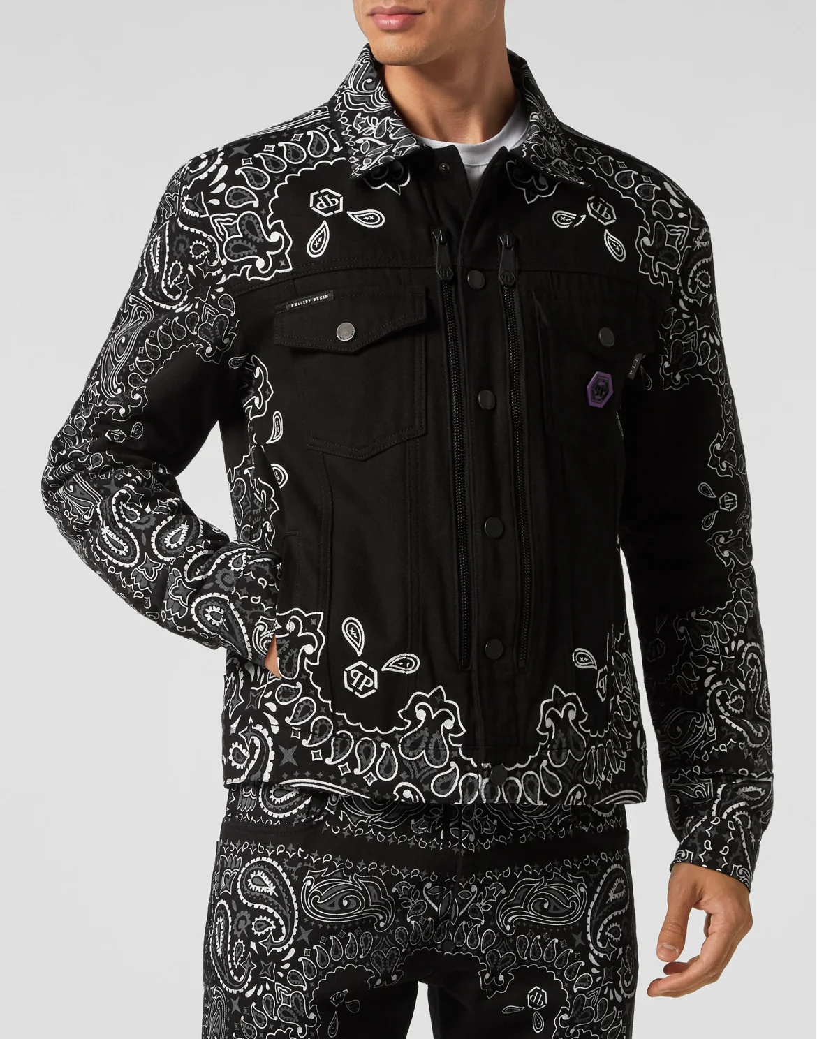 Denim Jacket Paisley Bandana, цвет: Черный