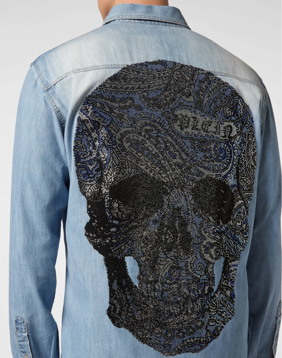 Denim Shirt LS Paisley Strass, цвет: Голубой