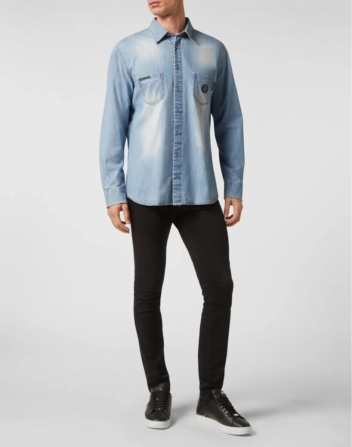 Denim Shirt LS Paisley Strass, цвет: Голубой