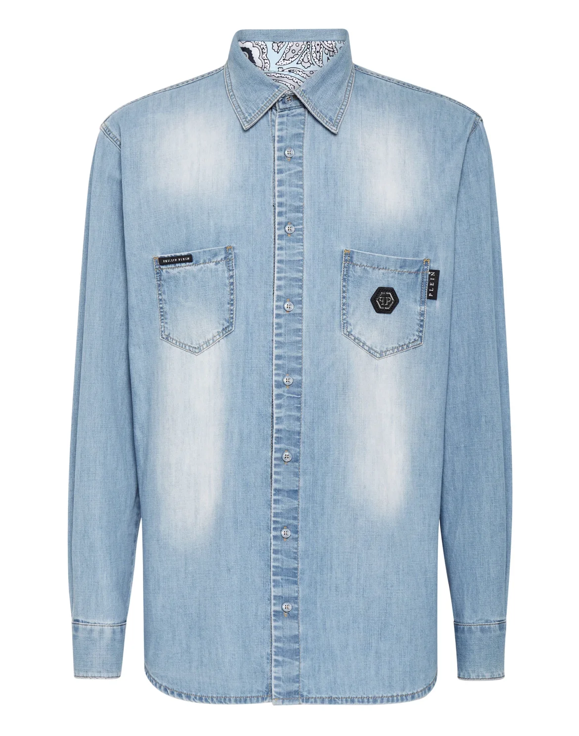 Denim Shirt LS Paisley Strass, цвет: Голубой