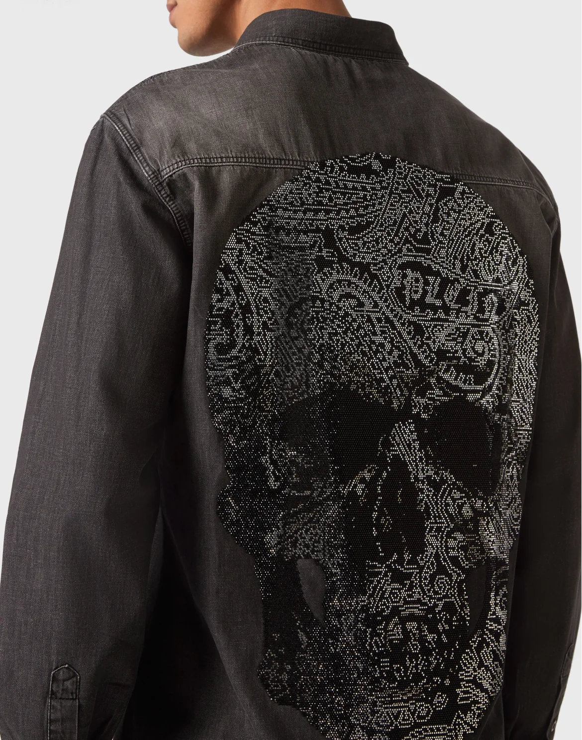 Denim Shirt LS Paisley Strass, цвет: Черный