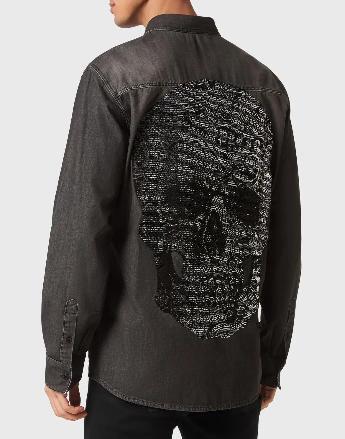 Denim Shirt LS Paisley Strass, цвет: Черный