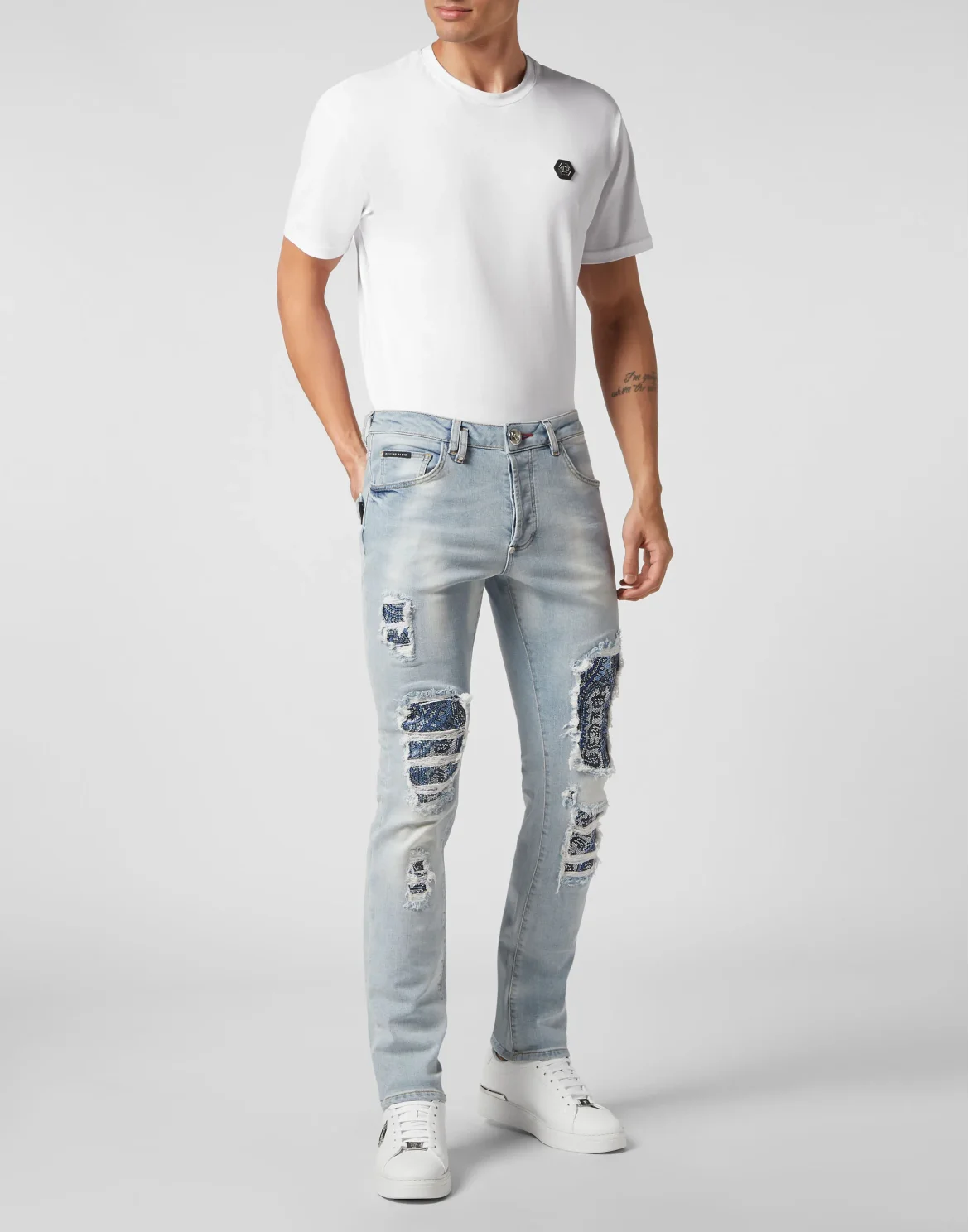 Denim Trousers Super Straight Cut Fit Paisley, цвет: Голубой