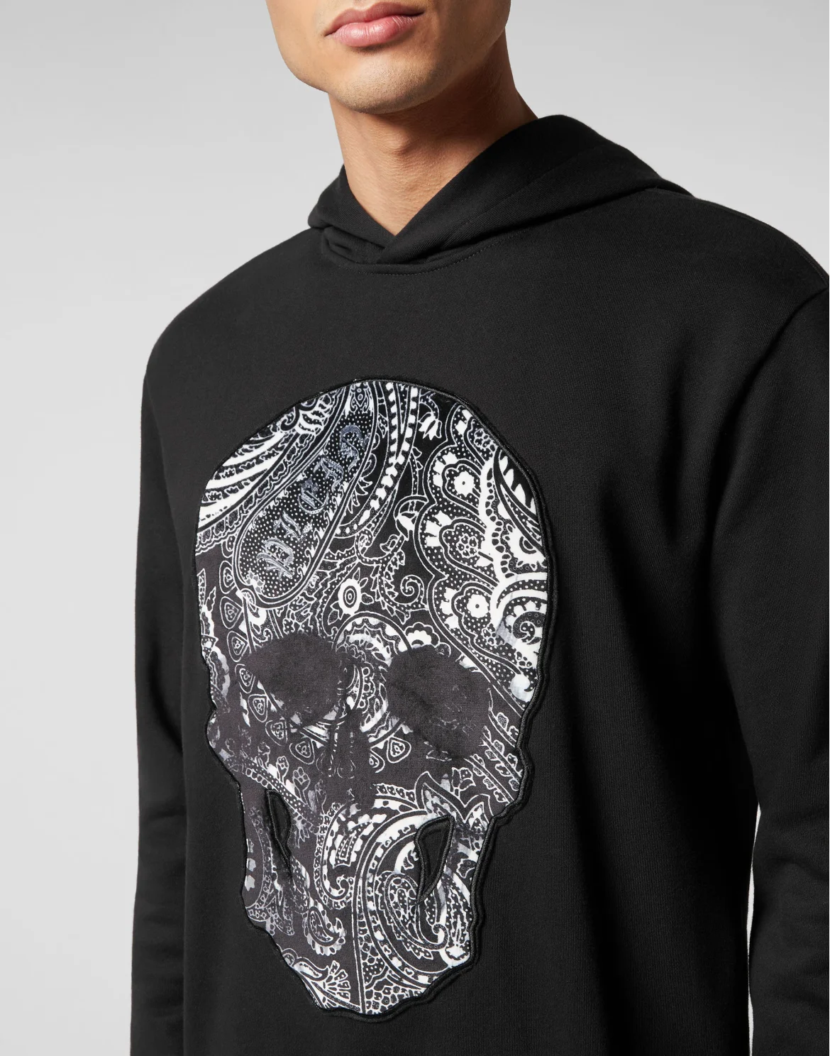 Hoodie Sweatshirt Paisley Skull, цвет: Черный