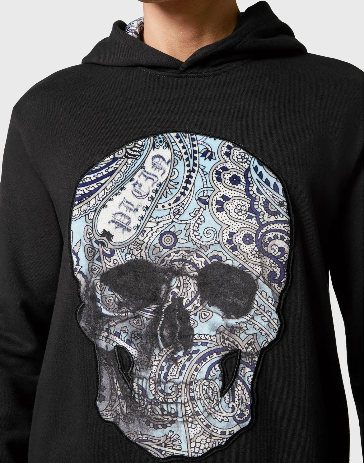 Hoodie Sweatshirt Paisley Skull, цвет: Черный