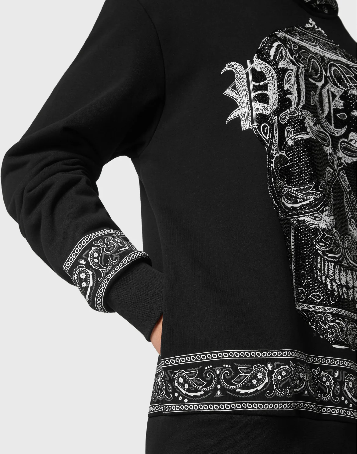Hoodie sweatshirt Paisley Strass, цвет: Черный