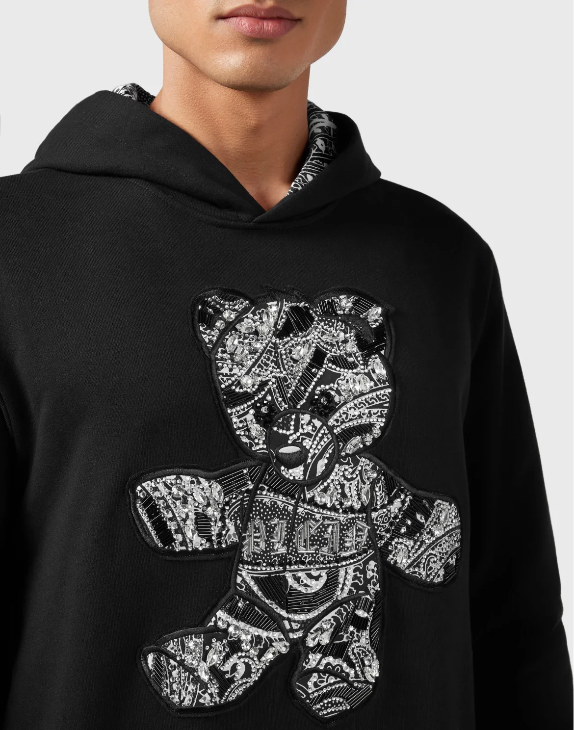 Hoodie Sweatshirt Paisley Teddy Bear, цвет: Черный