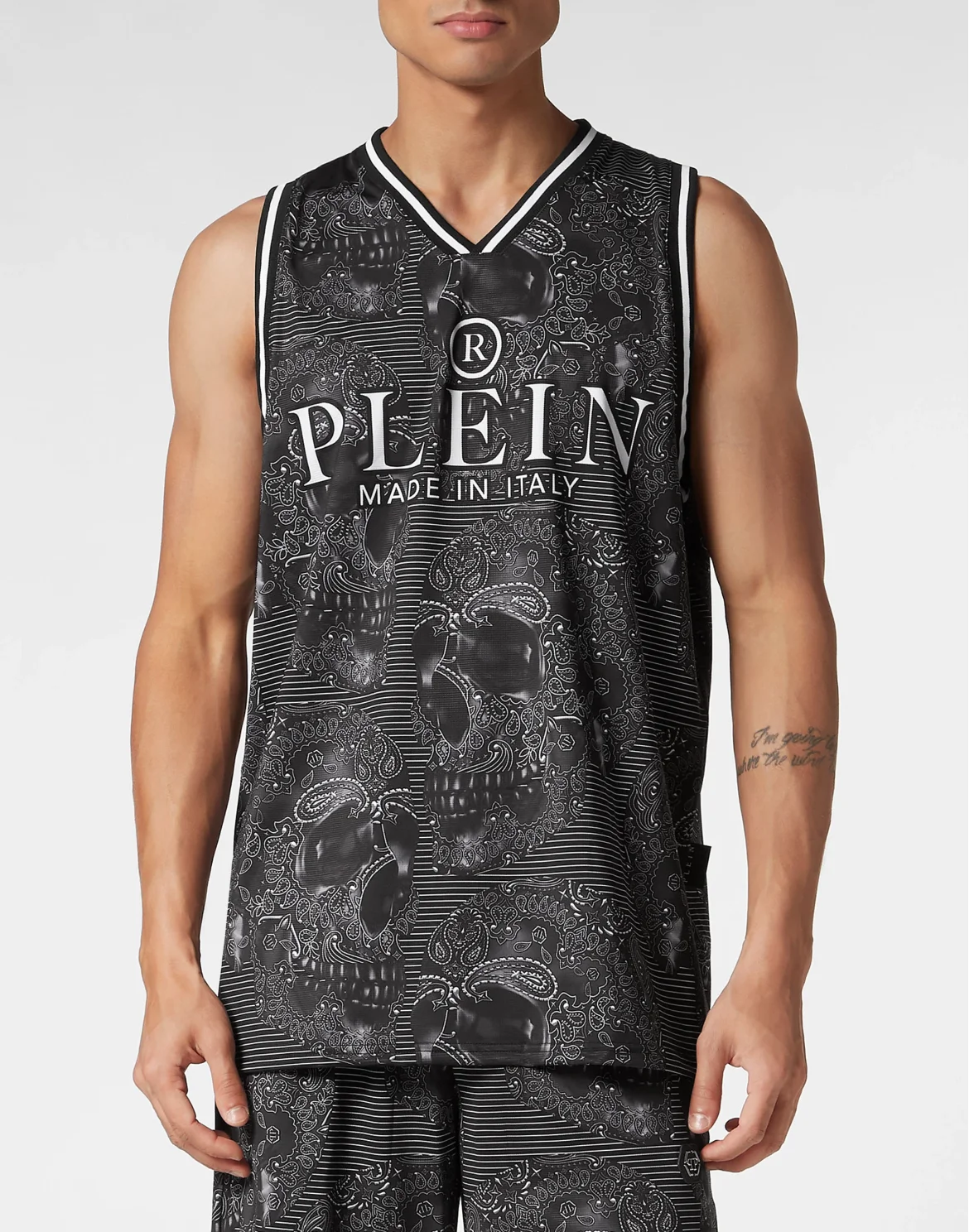 Basketball Jogging Tracksuit: Top/Shorts Paisley Skull, цвет: Черный