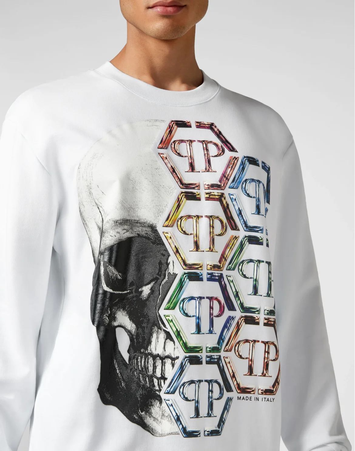 Sweatshirt LS Skull and Plein, цвет: Белый