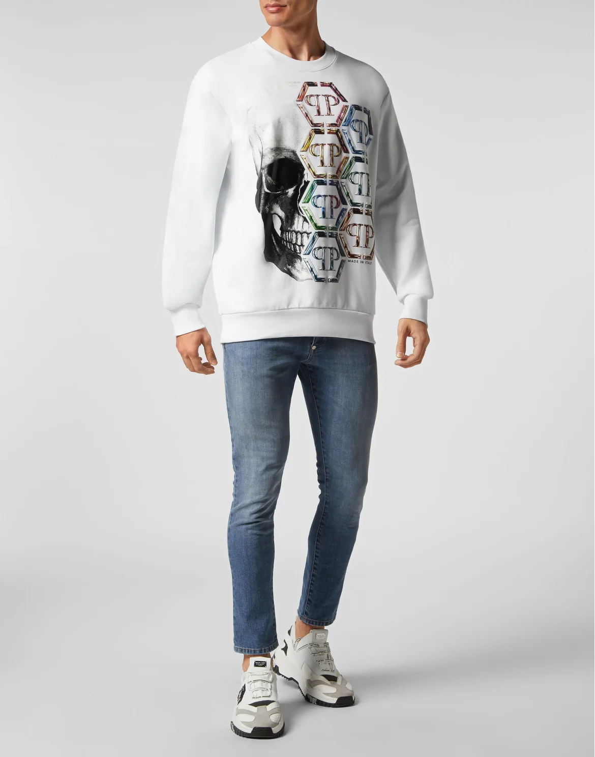 Sweatshirt LS Skull and Plein, цвет: Белый