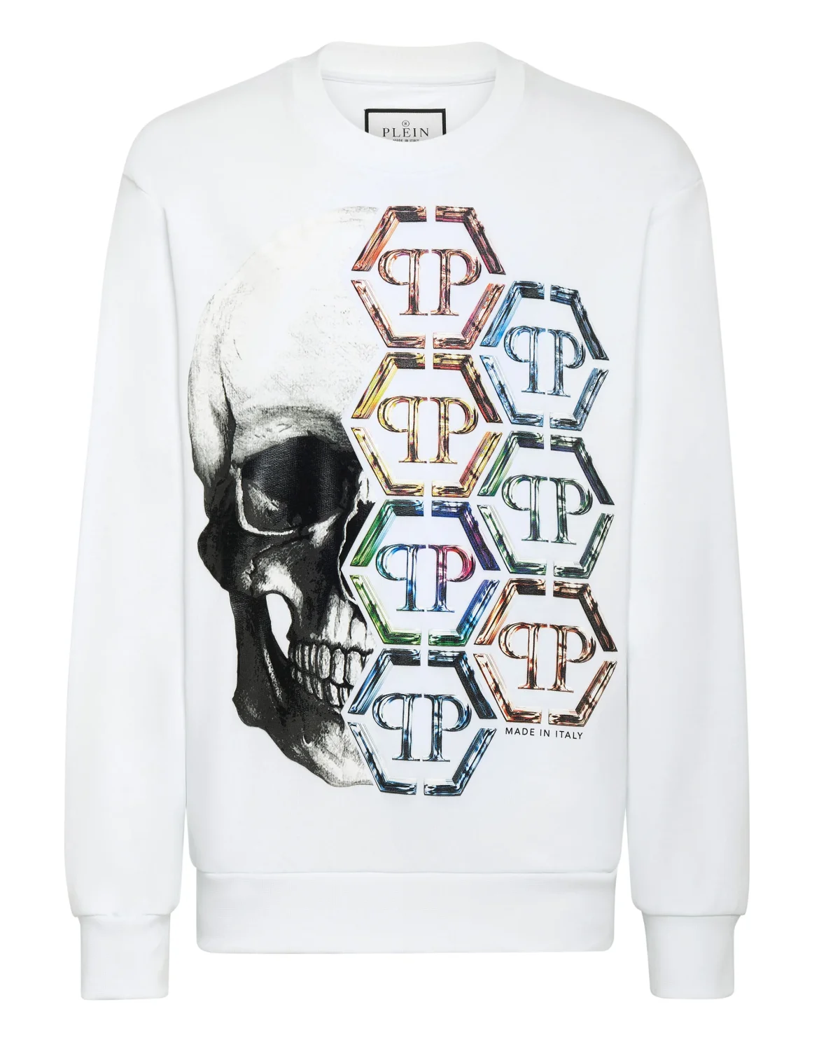 Sweatshirt LS Skull and Plein, цвет: Белый