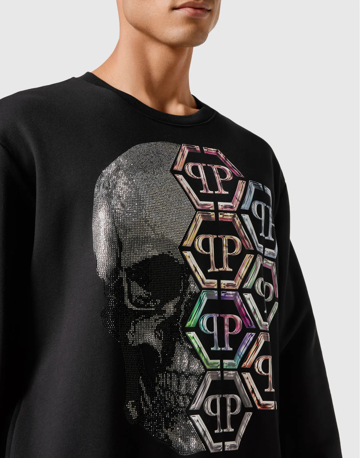 Sweatshirt LS Skull and Plein, цвет: Черный