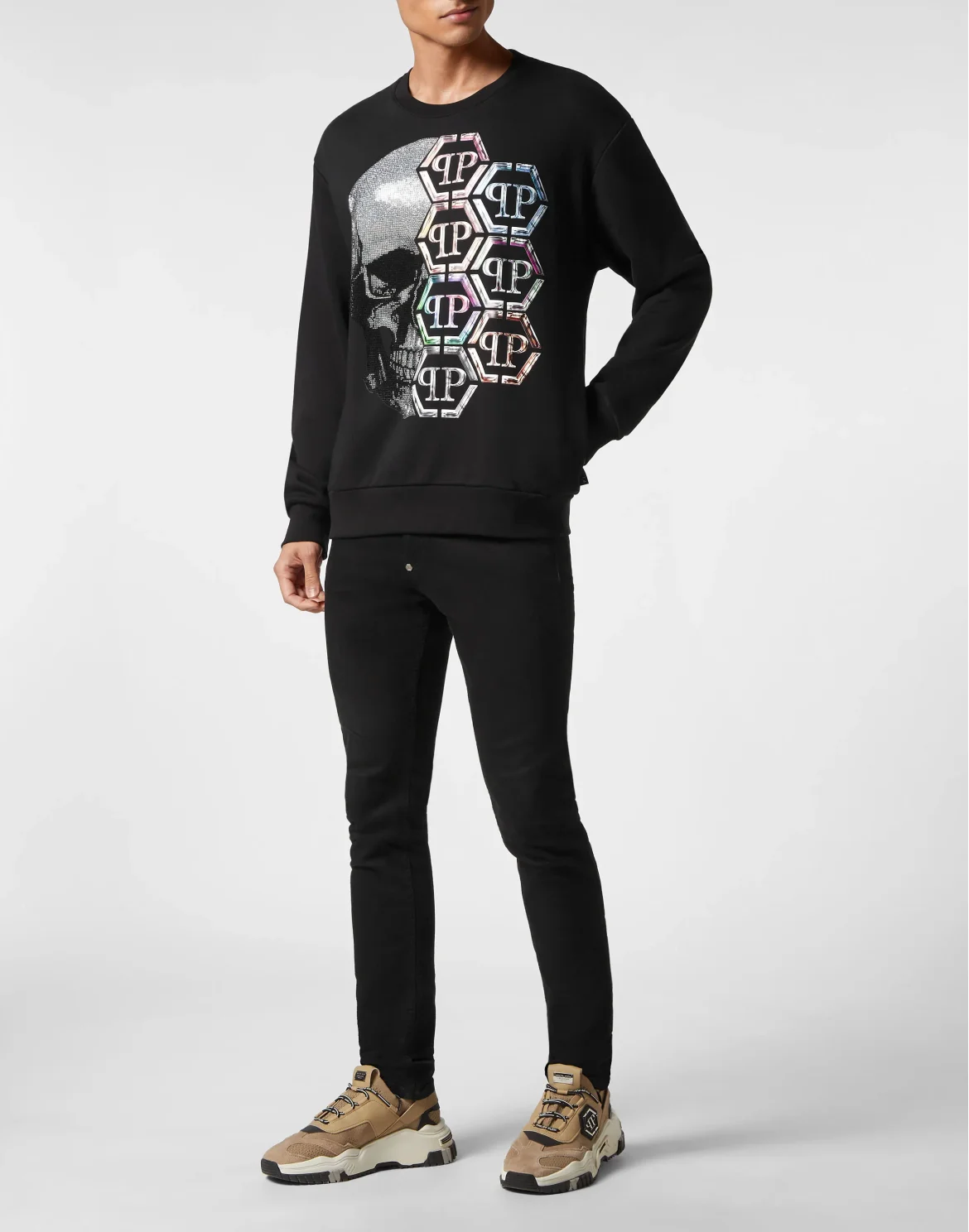 Sweatshirt LS Skull and Plein, цвет: Черный