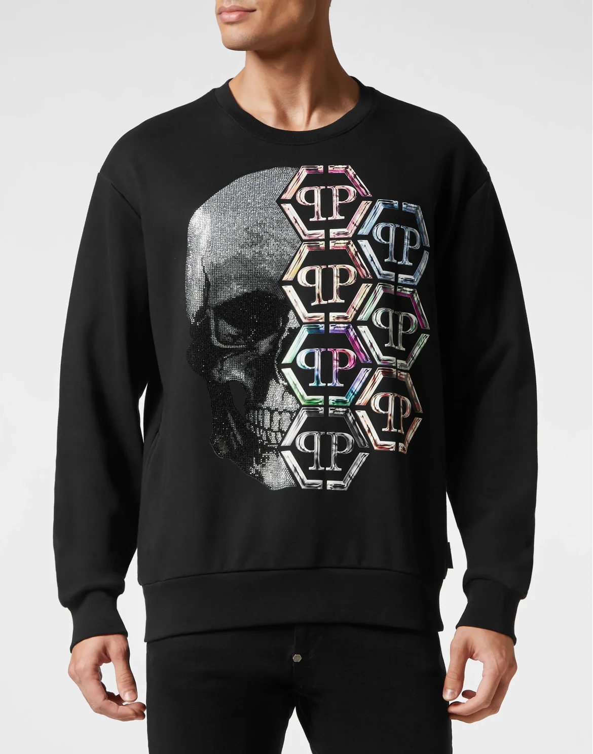 Sweatshirt LS Skull and Plein, цвет: Черный