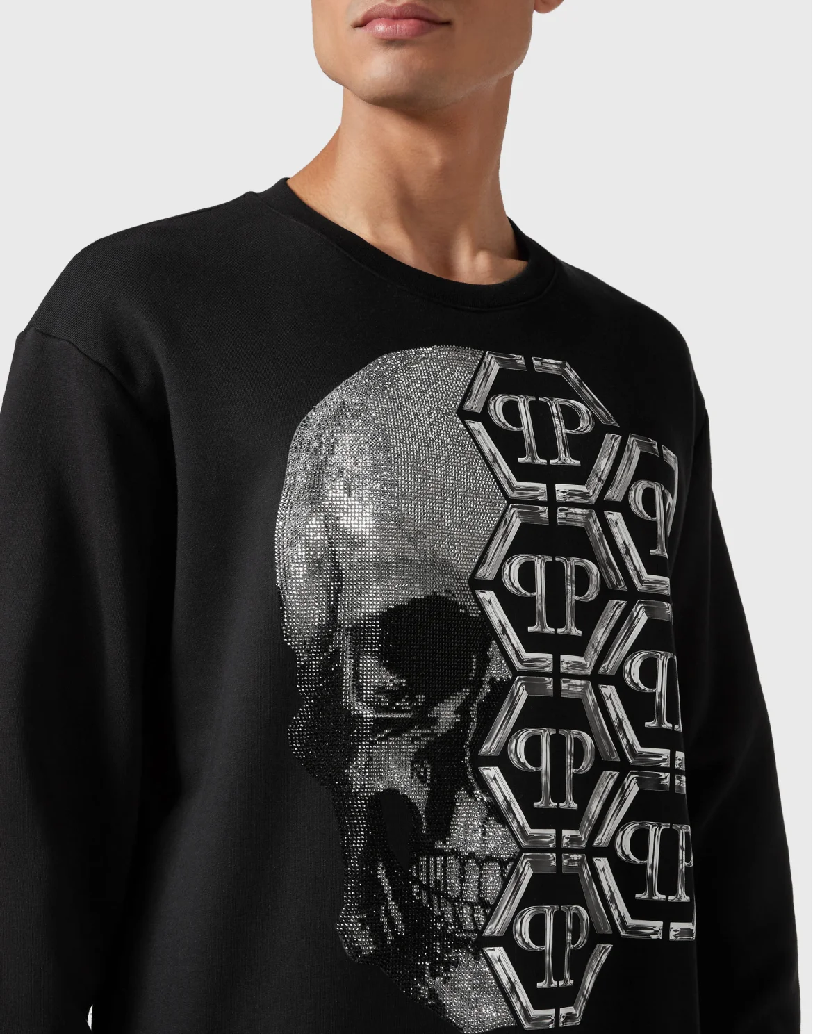 Sweatshirt LS Skull and Plein, цвет: Черный