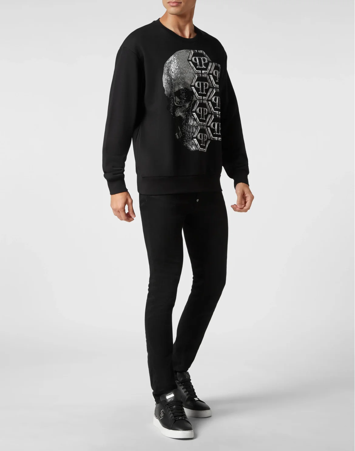 Sweatshirt LS Skull and Plein, цвет: Черный