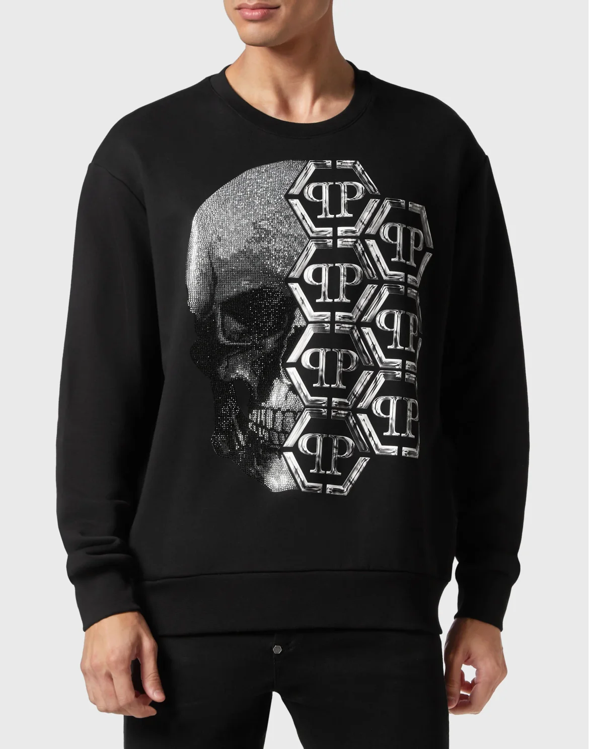 Sweatshirt LS Skull and Plein, цвет: Черный