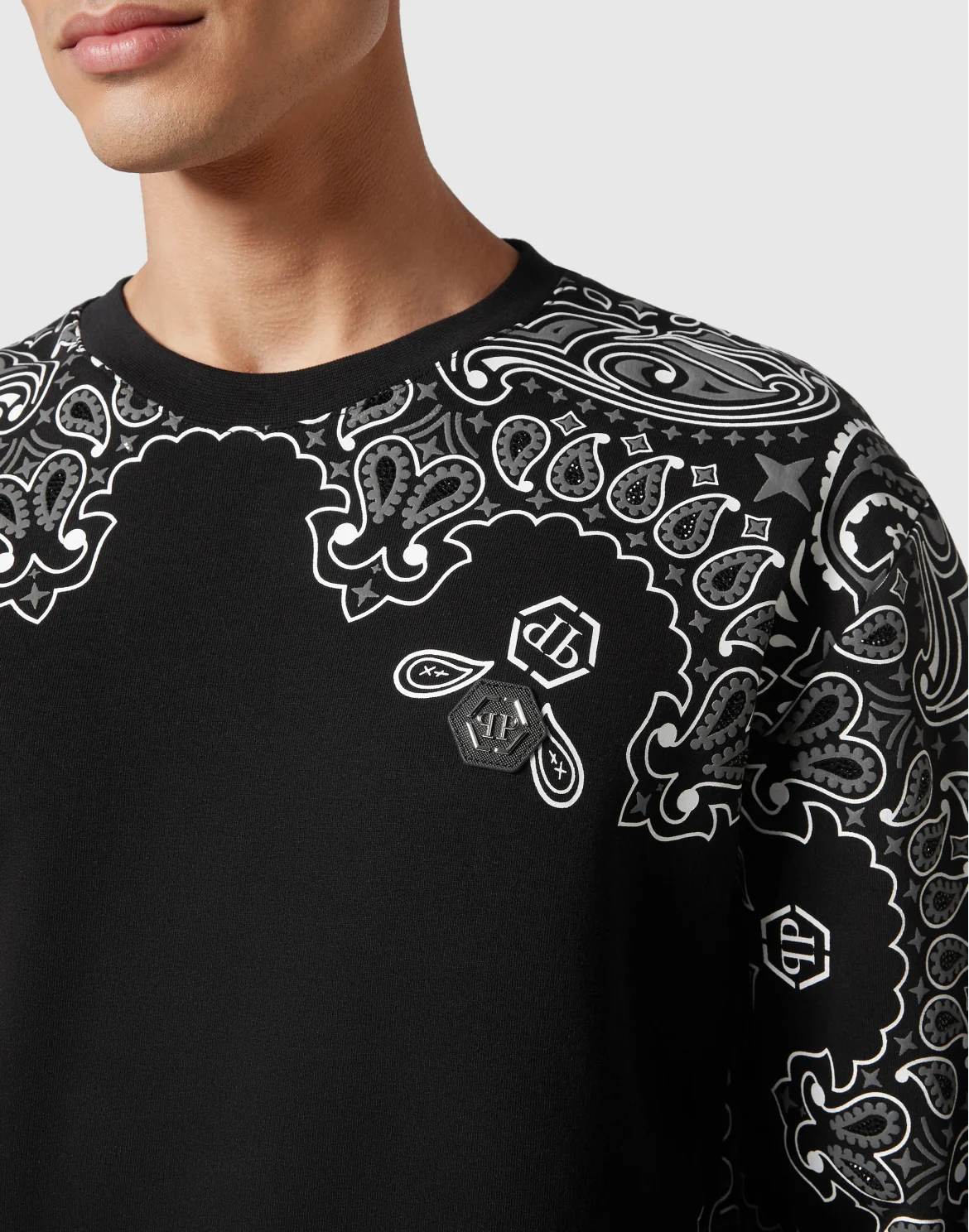 Sweatshirt LS Paisley Strass, цвет: Черный