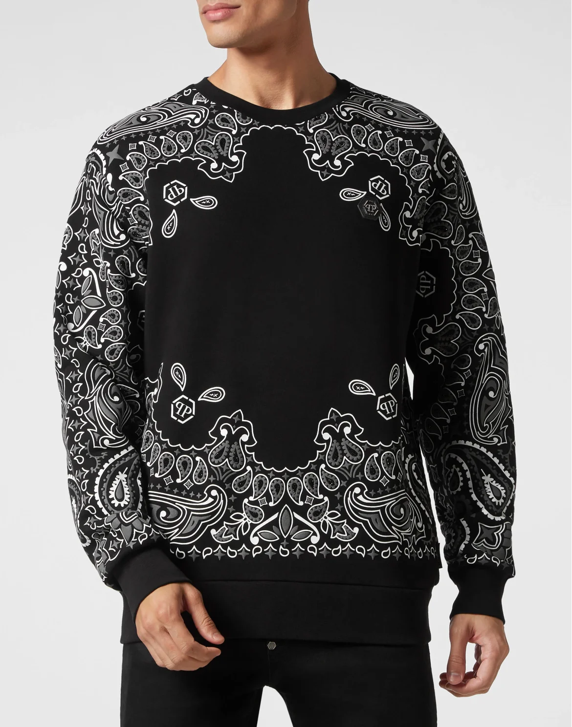 Sweatshirt LS Paisley Strass, цвет: Черный