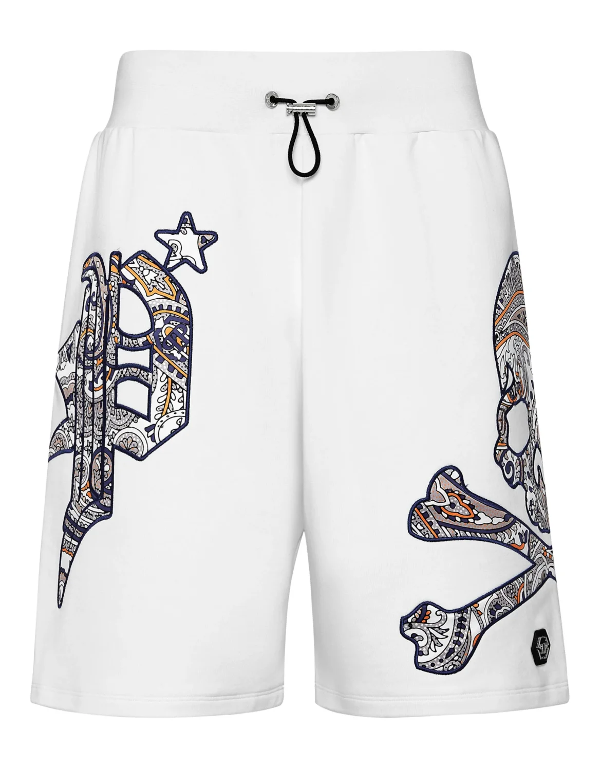 Satin Jogging Shorts Paisley Gothic Plein, цвет: Белый