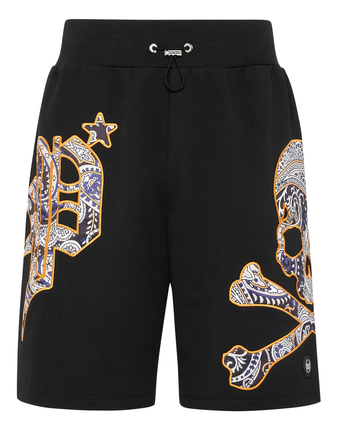 Satin Jogging Shorts Paisley Gothic Plein, цвет: Черный