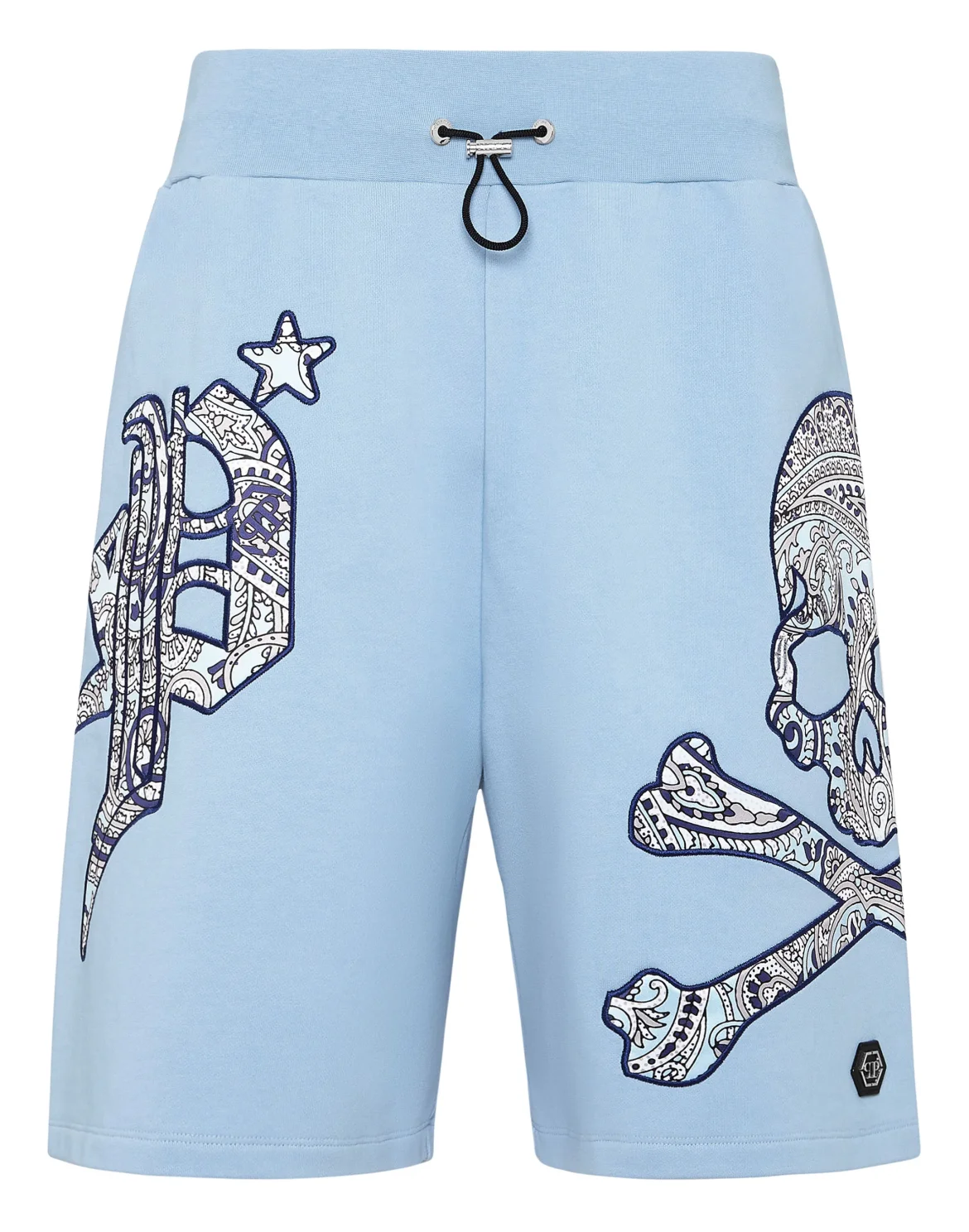 Satin Jogging Shorts Paisley Gothic Plein, цвет: Голубой