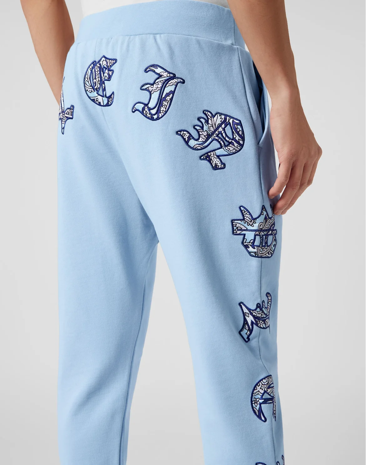 Satin Jogging Trousers Paisley Gothic Plein, цвет: Голубой