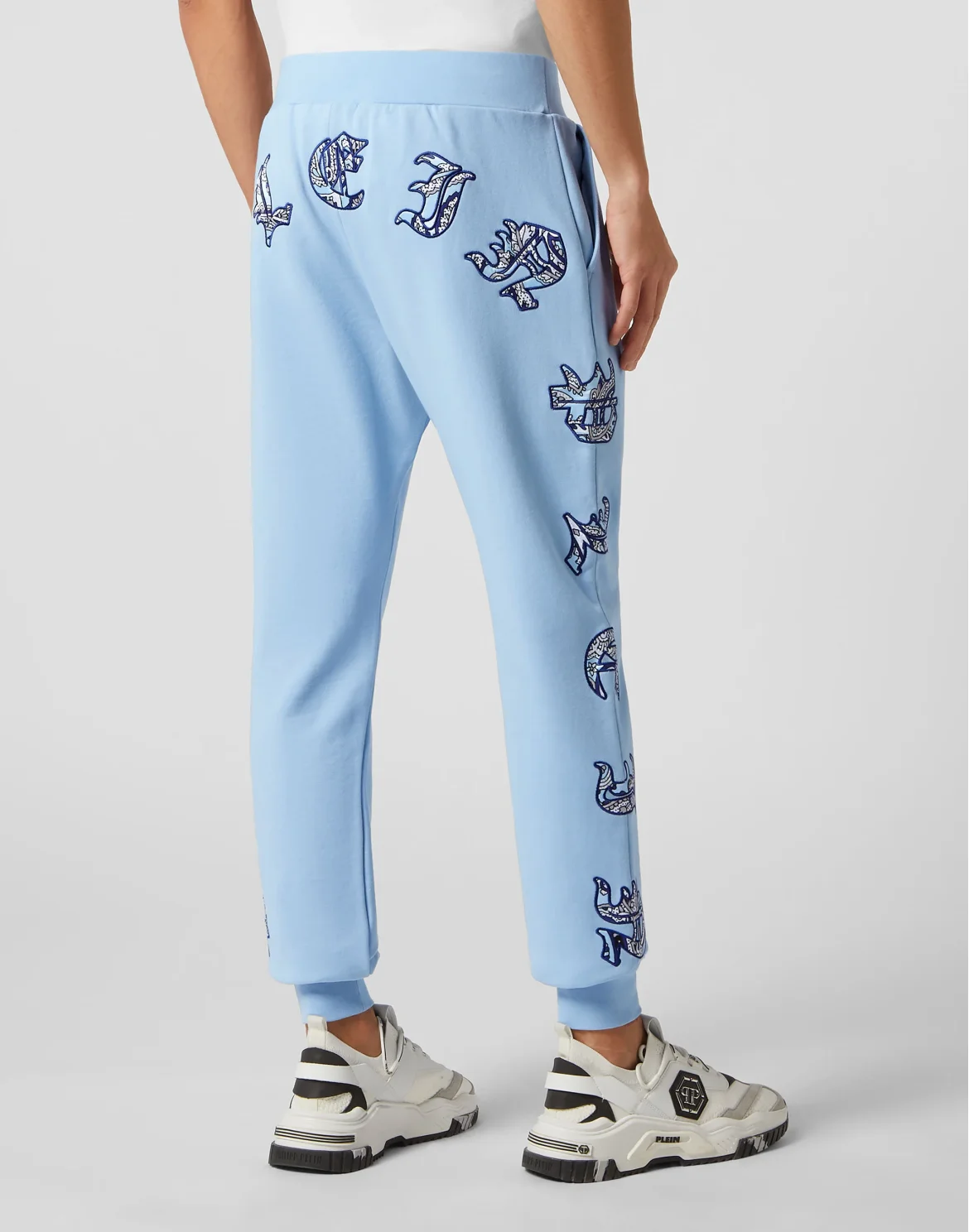 Satin Jogging Trousers Paisley Gothic Plein, цвет: Голубой