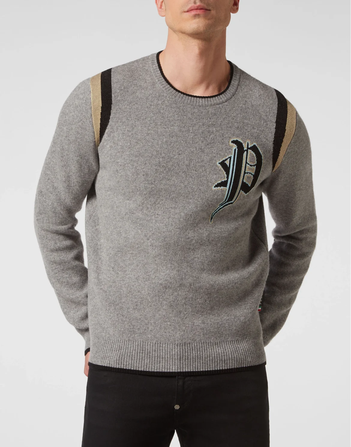 Cotton/Wool Pullover Round Neck LS Gothic Plein, цвет: Серый