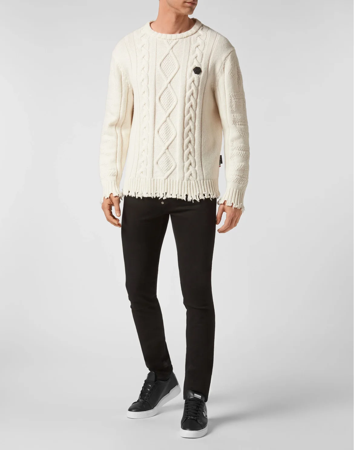 Lambswool Pullover Round Neck LS Skull&Bones, цвет: Белый
