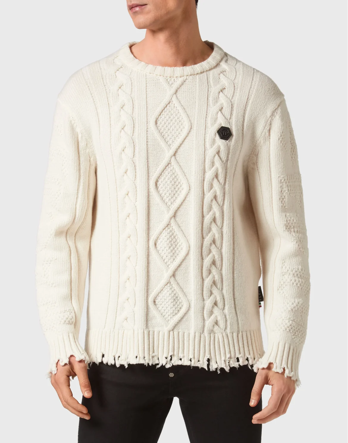 Lambswool Pullover Round Neck LS Skull&Bones, цвет: Белый