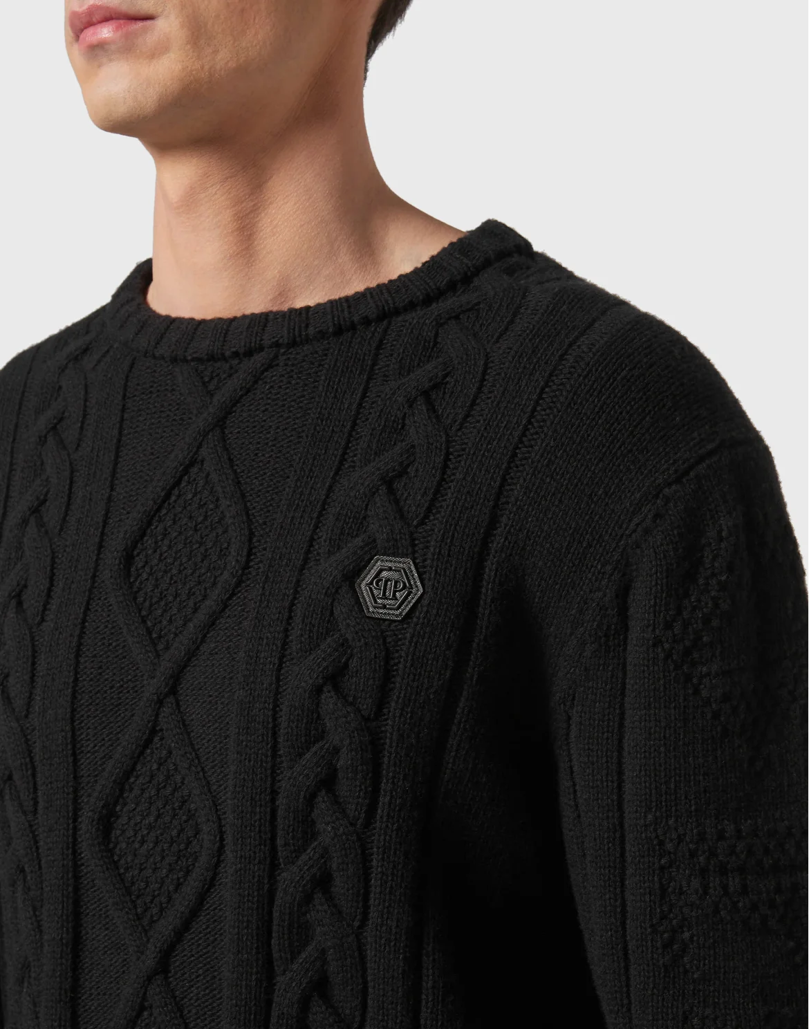 Lambswool Pullover Round Neck LS Skull&Bones, цвет: Черный
