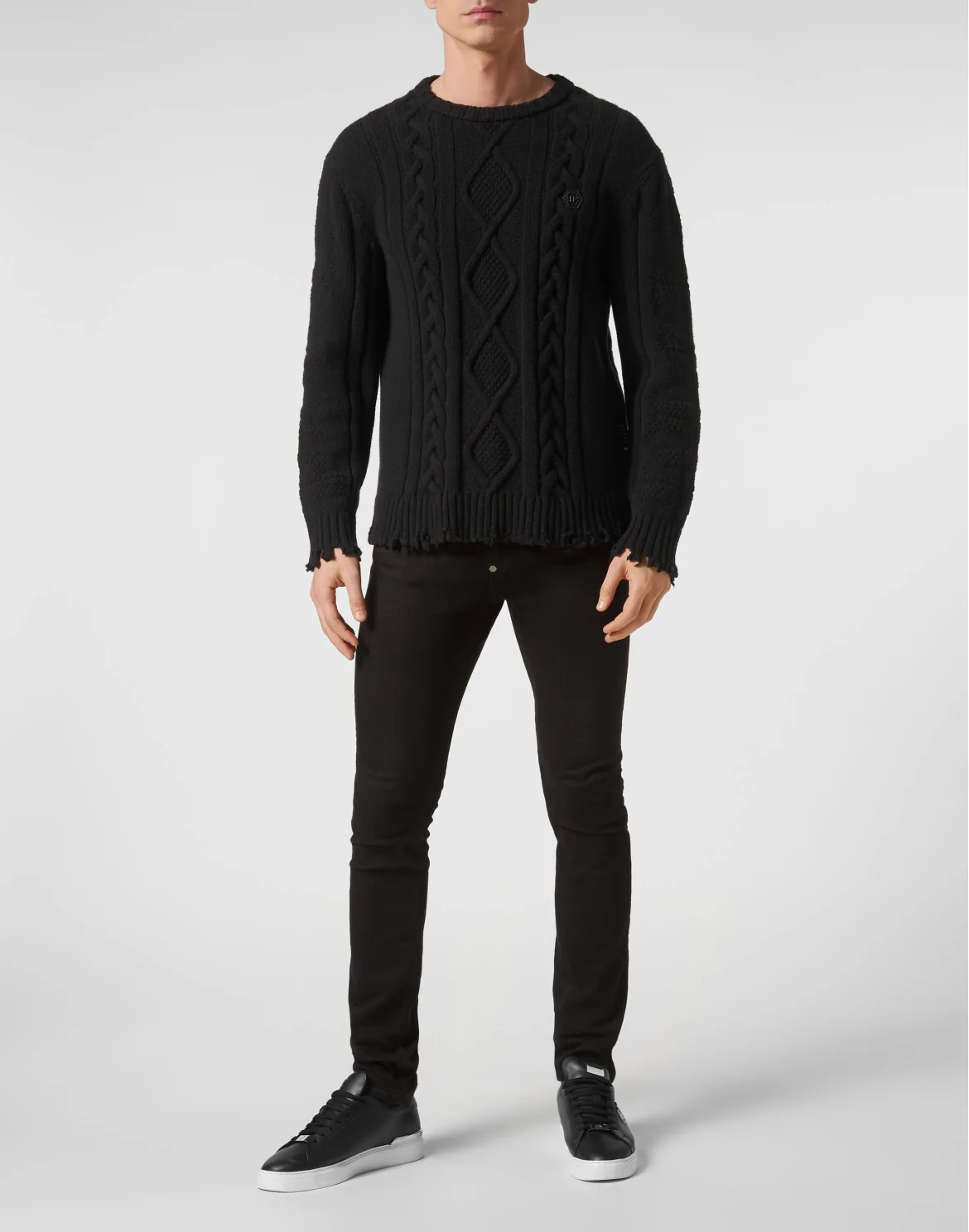Lambswool Pullover Round Neck LS Skull&Bones, цвет: Черный