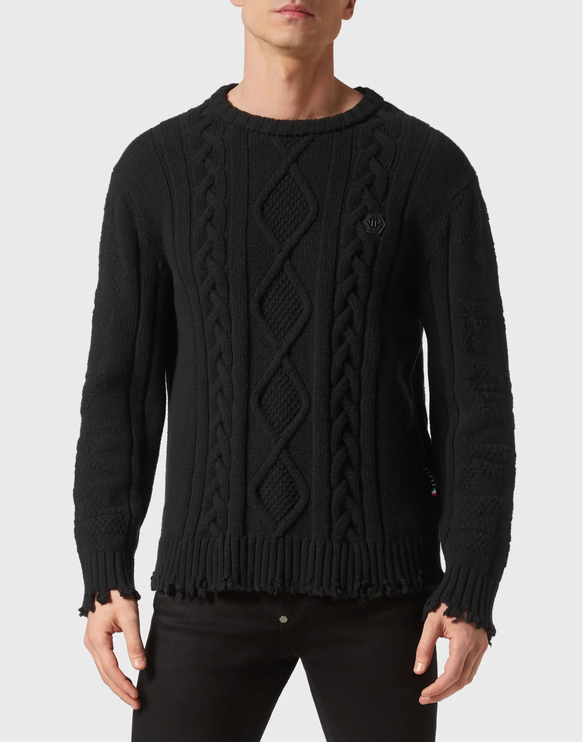 Lambswool Pullover Round Neck LS Skull&Bones, цвет: Черный