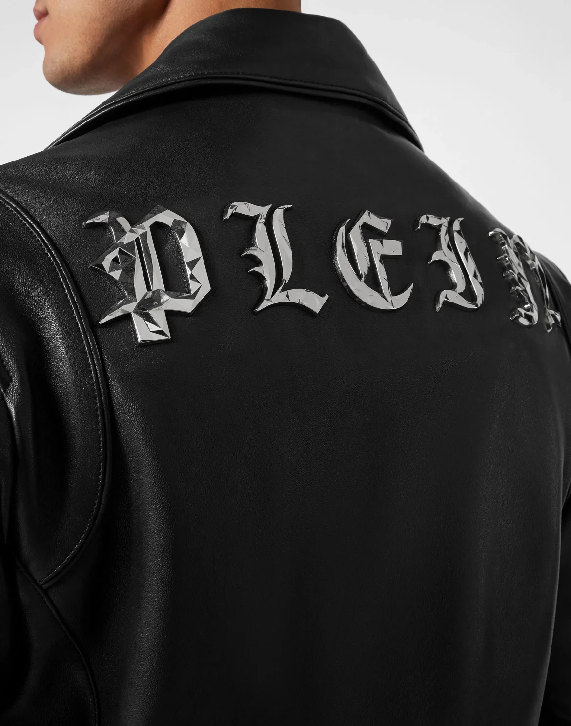 Padded Leather Biker Jacket Gothic Plein, цвет: Черный