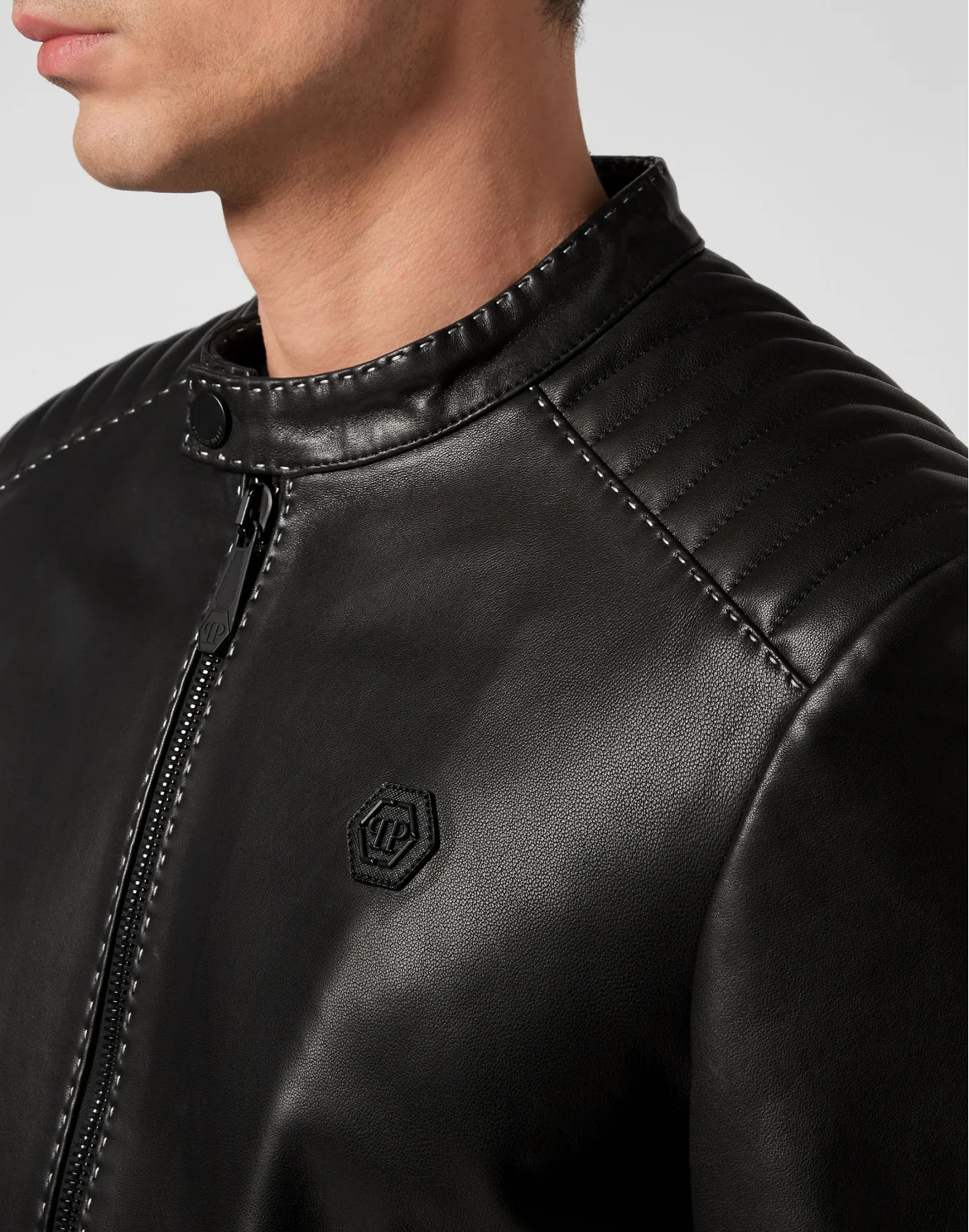 Moto Leather Jacket Gothic Plein, цвет: Черный