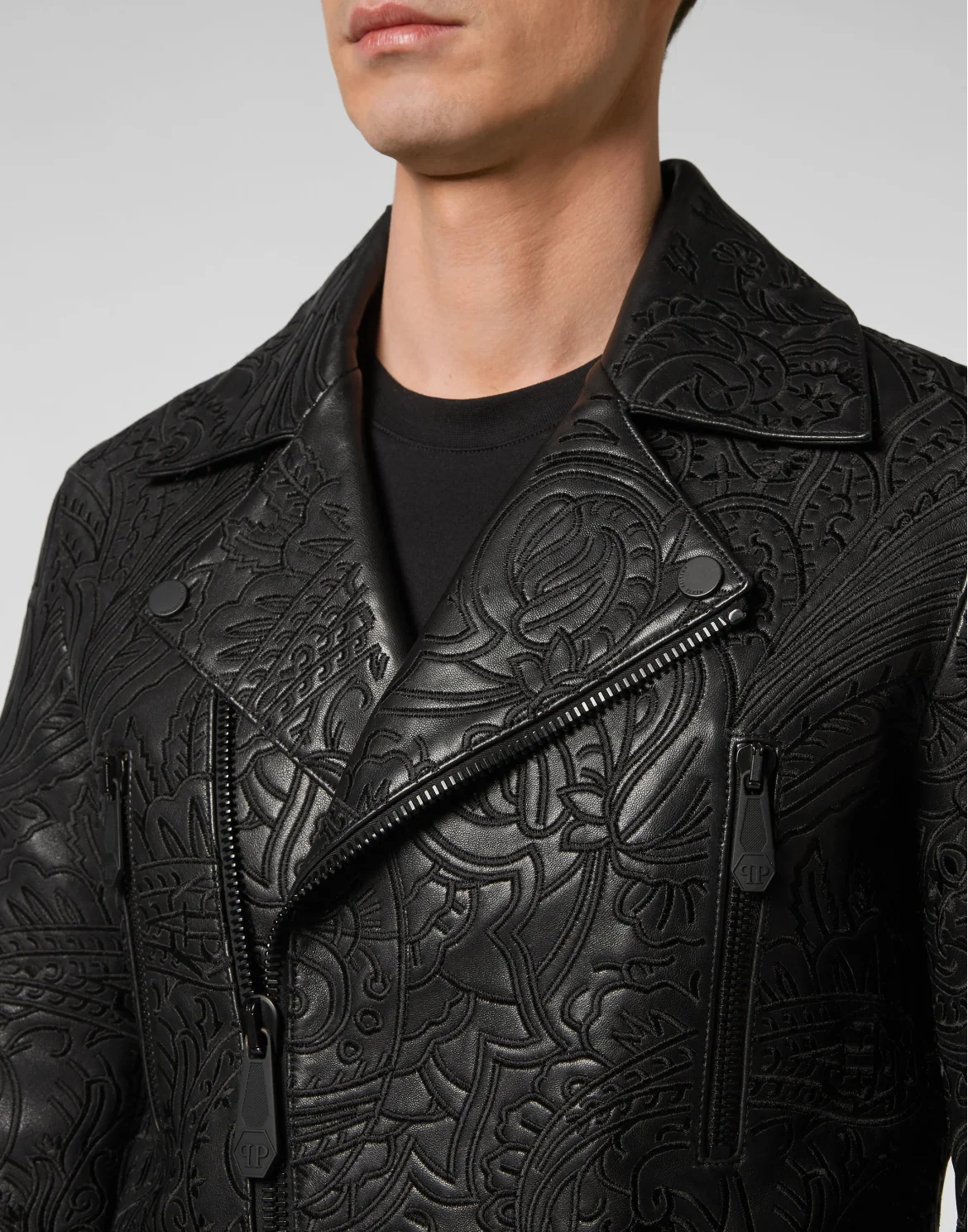 Leather Biker Jacket Paisley, цвет: Черный