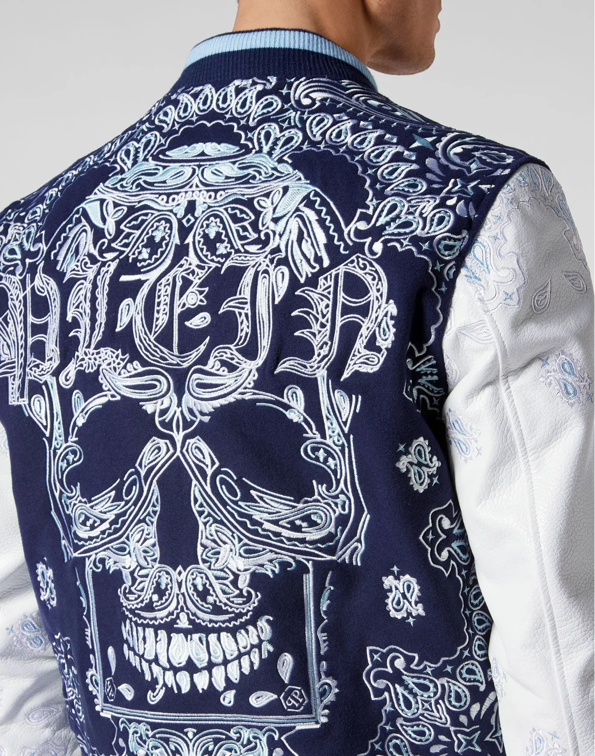 Wool and Leather Bomber Paisley Foulard, цвет: Синий