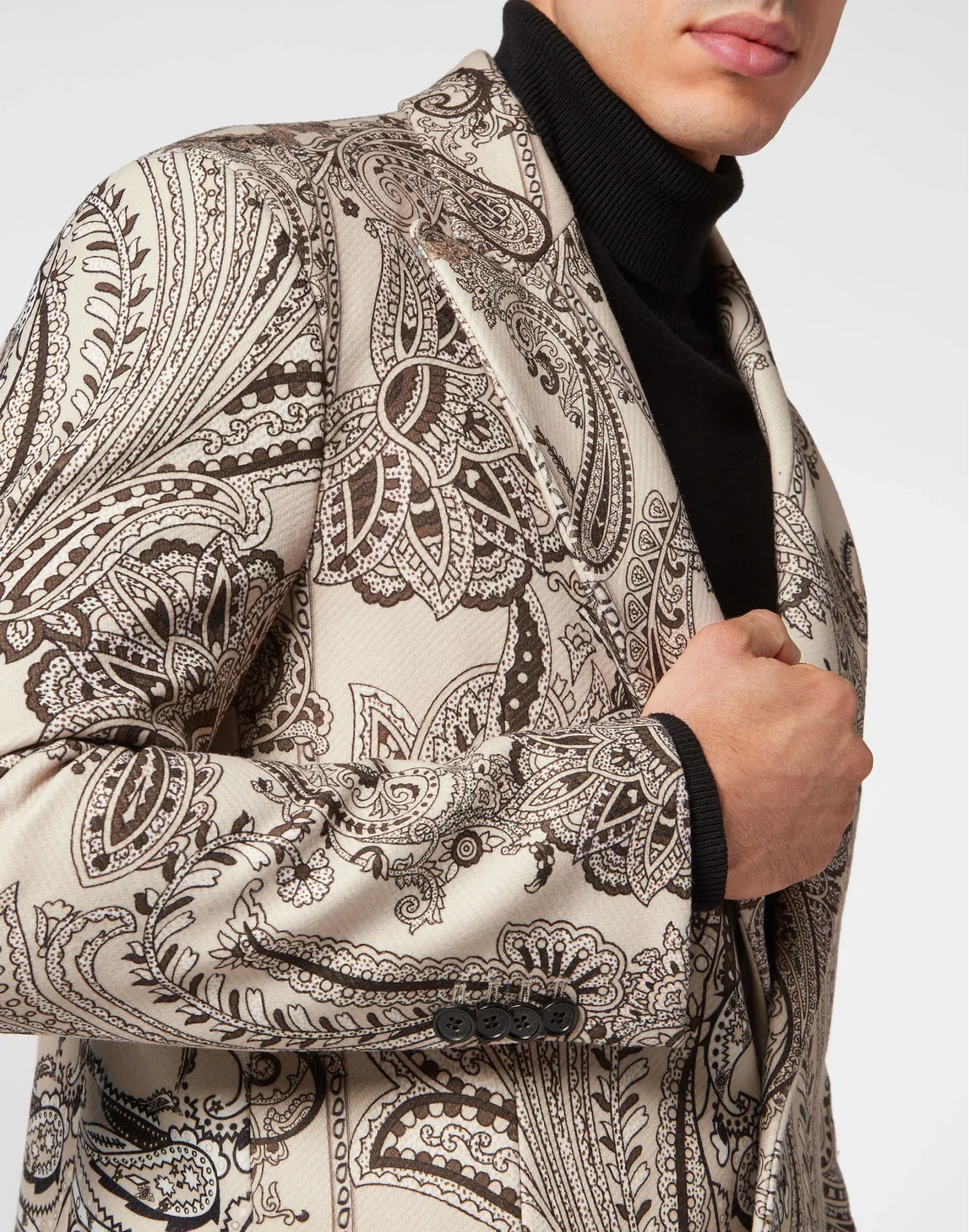 Wool Long Coat Paisley Foulard, цвет: Бежевый