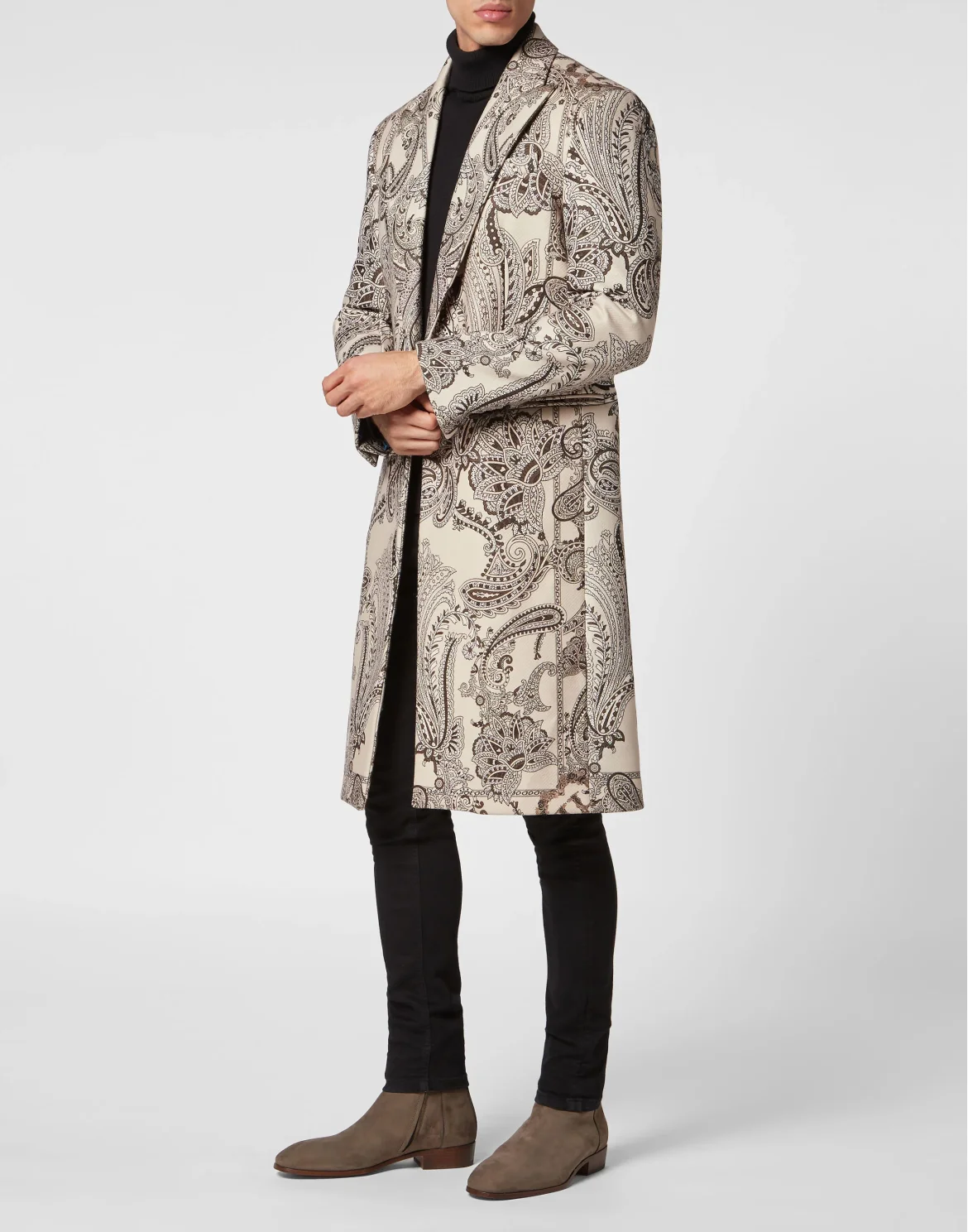 Wool Long Coat Paisley Foulard, цвет: Бежевый