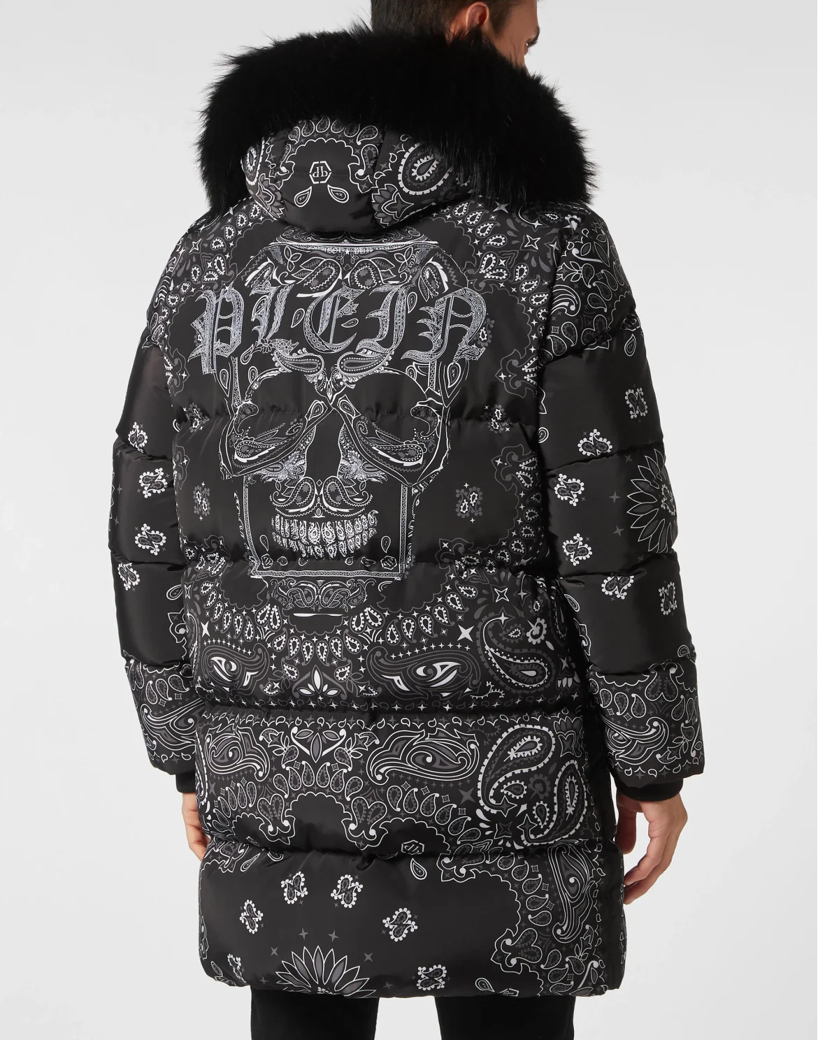 Nylon and Fur Parka Paisley Bandana, цвет: Черный