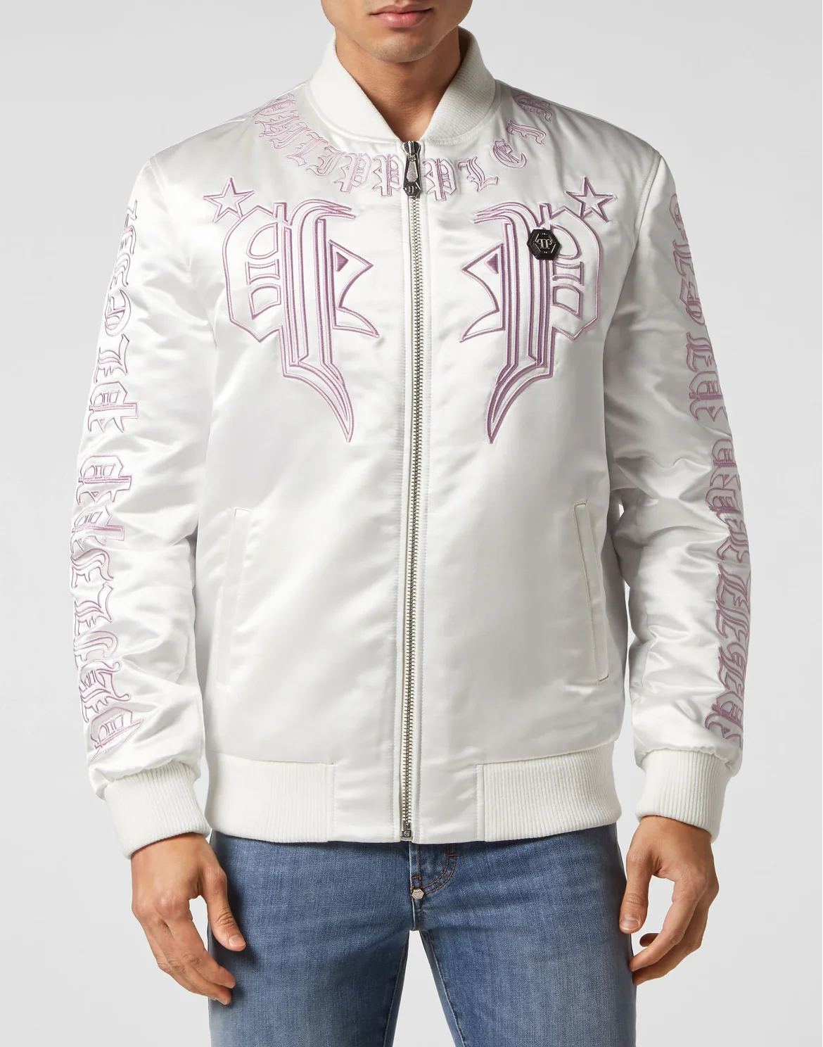 Satin Bomber Gothic Banner, цвет: Белый