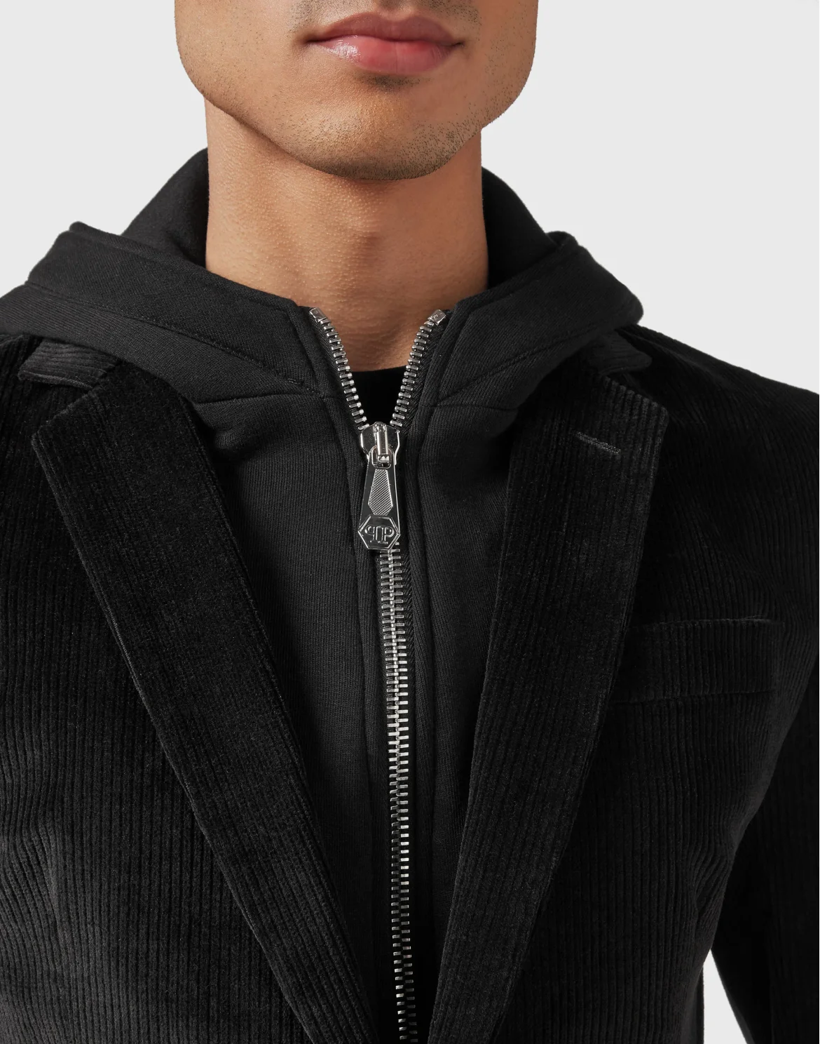 Corduroy Hooded Jacket Gothic Plein, цвет: Черный